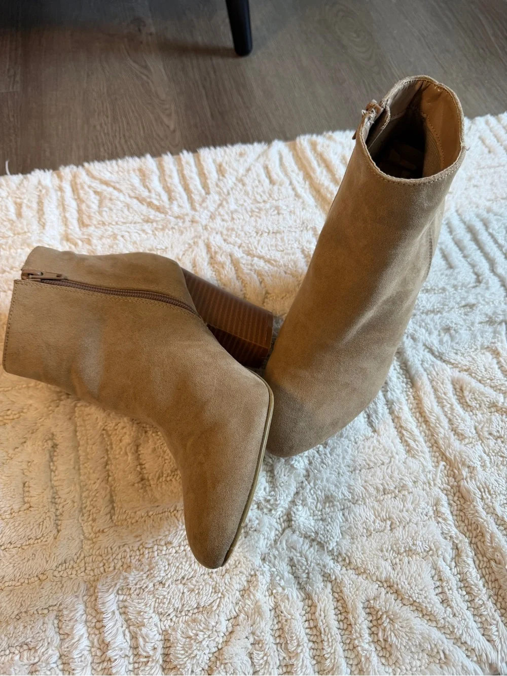 Classic Tan Suede Ankle Boots - Women's Stylish Zip Booties